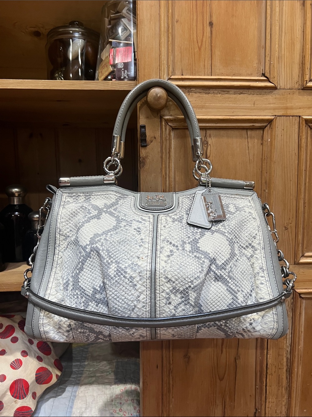 Coach 22342 Madison Pinnacle Caroline Python Embossed Satchel
